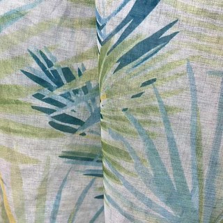 Feuilles tropicales de Palm Delight Vert Bleu Voile Rideau