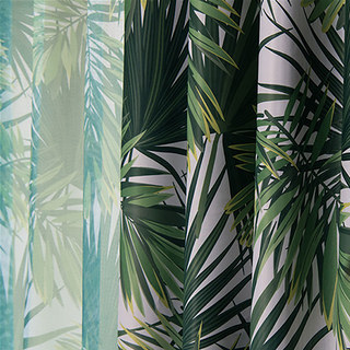 Paradise Palms Feuilles tropicales Rideau noir vert 3