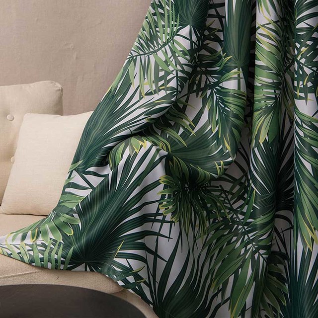Paradise Palms Feuilles tropicales Rideau noir vert 1