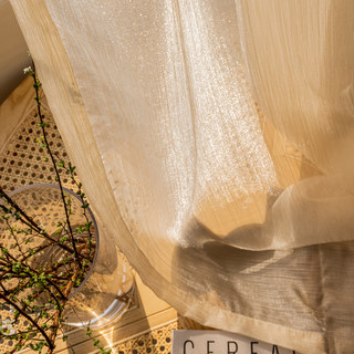 Paris Cascade Shimmering Striped Champagne Sheer Voile Rideau 3