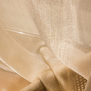 Paris Cascade Shimmering Striped Champagne Sheer Voile Rideau 5