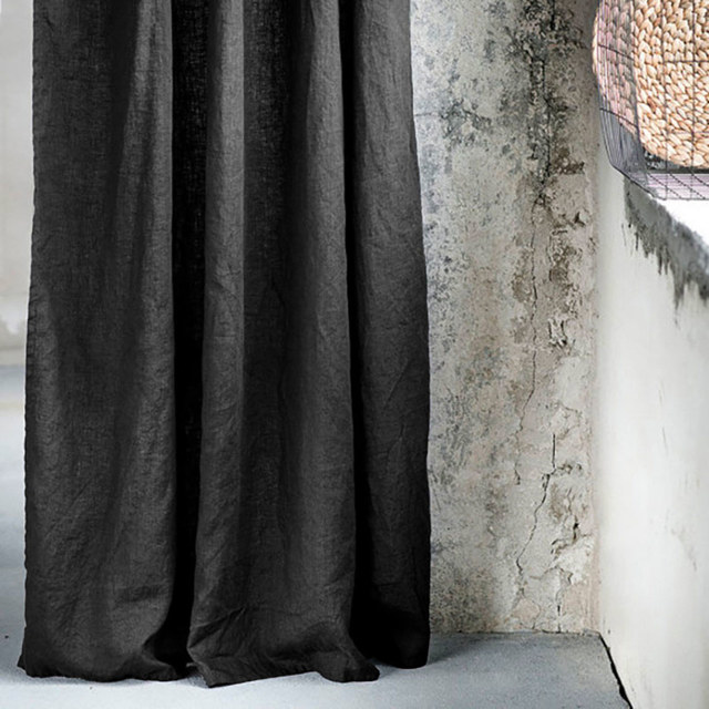 Shabby Chic Noir 100% Lin Rideaux 1
