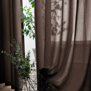 Breeze douce Mousseline brune de café foncé Rideau voilé 3