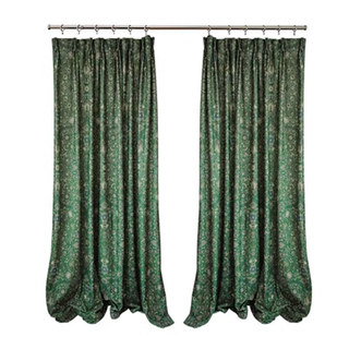 Zanjan Zen Emeraude Vert Perse Arabesque Floral Rideaux de velours 5