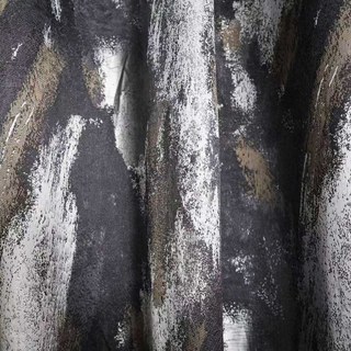 Brushwork de luxe Jacquard Gris & Argent Rideau abstrait 2