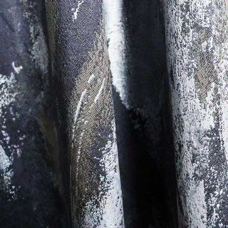 Brushwork de luxe Jacquard Gris & Argent Rideau abstrait 4