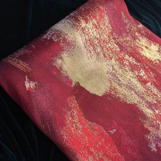 Brushwork de luxe Jacquard rouge & or rideau abstrait 4