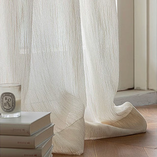 Nuage Doux Crème Rideau Voile Texturé Rayé 2