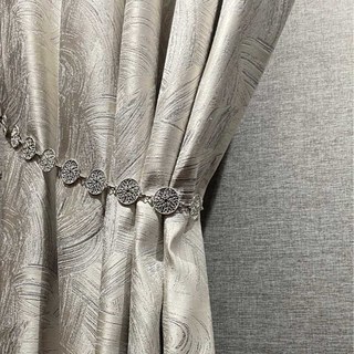 Rideau de Champagne Jacquard de luxe avec détails en argent