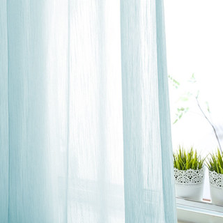 Chiffre d'eau en soie Bleu clair Chiffon Voile Rideau