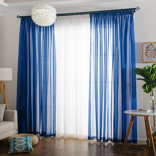 Smarties Navy Blue Soft Sheer Voile Rideau 1