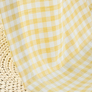 Agritourisme Charm Lin Style Jaune Gingham Check Rideaux