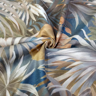 Tropicana Delight Multicolore Pastel Teal Blue Palm Rideau floral 4