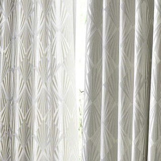 Déco Diamant Jacquard Crème géométrique Or faux rideaux en soie 4