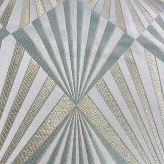 Déco Diamant Jacquard Geometric Duck Egg Blue & Gold Faux Rideaux en soie