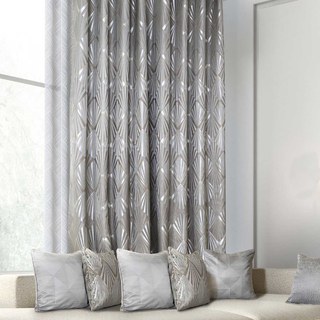 Déco Diamant Jacquard Géométrie Rideaux de soie gris Taupe 1