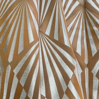 Déco Diamant Jacquard Géométrique Terracotta Orange Faux Rideaux en soie 2