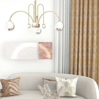 Déco Diamant Jacquard Géométrique Terracotta Orange Faux Rideaux en soie 1