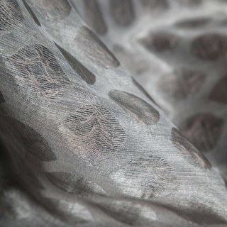 Feuille éthéré Luxe Jacquard Café Marron Géométrique Dote Voile Rideaux