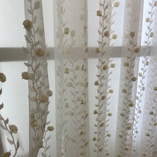 Floral Fantasy Brodé Scallop Edged Ivoire Blanc Voile Rideau