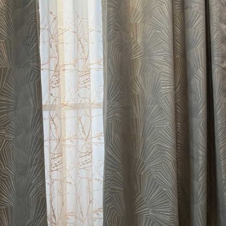 Ginkgo Leaves Luxury Art Déco Géométrique Champagne Gris Rideau d'Or 5