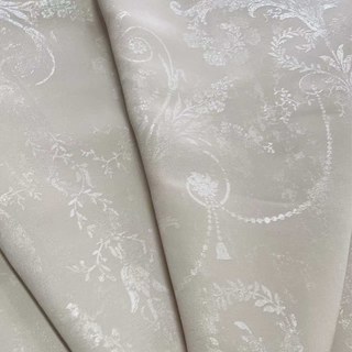 Argent Blossom Jacquard Crème Damask Floral Rideau 2