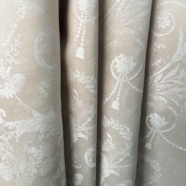 Argent Blossom Jacquard Crème Damask Floral Rideau 1