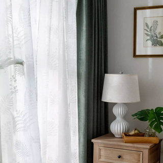 Feuilles sifflantes Blanc d'Ivoire Floral Voile Rideau 2