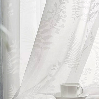 Feuilles sifflantes Blanc d'Ivoire Floral Voile Rideau