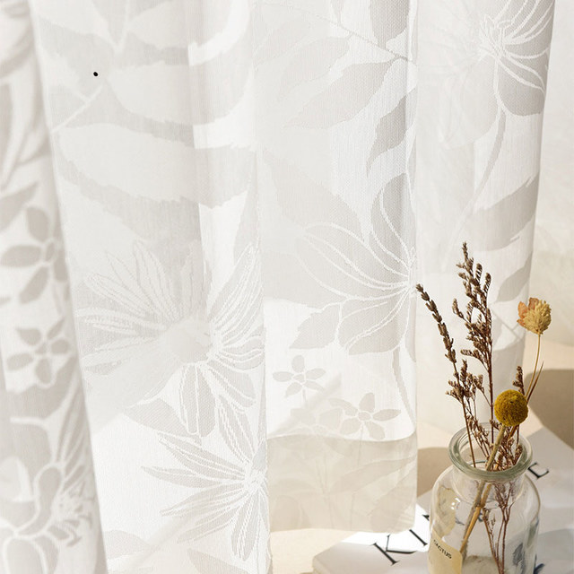 Whispering Petals Ivoire Blanc Floral Voile Dentelle Rideau 1
