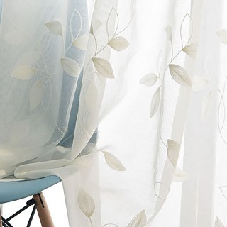 Feuille brodée de Whisper Ivory White Voile Rideau