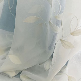 Feuille brodée de Whisper Ivory White Voile Rideau 3