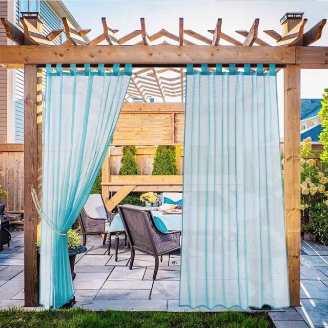 Laguna Extérieur Waterproof Turquoise Bleu Voile Rideau 1