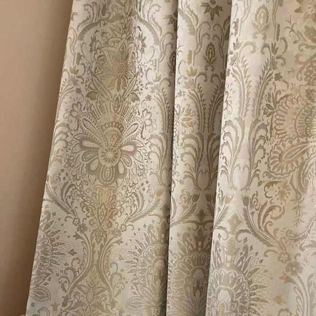 Ritz Luxe Jacquard Crème Or Damask Rideau floral 1