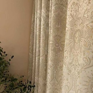 Ritz Luxe Jacquard Crème Or Damask Rideau floral 2