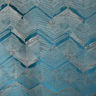 Zigzag Symphony Chevron Teal Blue Faux Silk Rideaux géométriques modernes