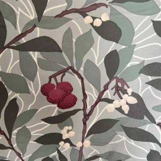 Arbutus Red Berries William Morris Rideau de velours vert 5