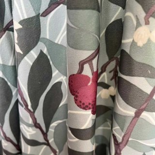 Arbutus Red Berries William Morris Rideau de velours vert 2