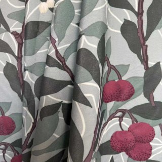 Arbutus Red Berries William Morris Rideau de velours vert 3