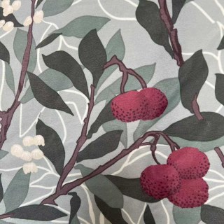 Arbutus Red Berries William Morris Rideau de velours vert