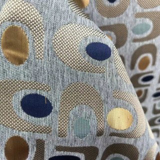 Circle Vibe Mid Century Modern Multi Couleur Gris Géométrie Rideau noir Chenille 2