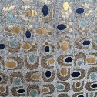 Circle Vibe Mid Century Modern Multi Couleur Gris Géométrie Rideau noir Chenille 4