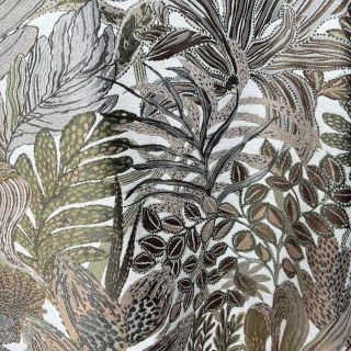 Foliage Exotique Flair Retro Tropical Leaf Olive Green & Brown Blackout Curtain 6