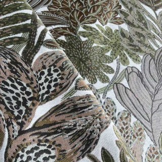 Foliage Exotique Flair Retro Tropical Leaf Olive Green & Brown Blackout Curtain 4