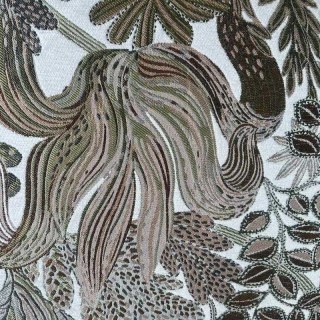 Foliage Exotique Flair Retro Tropical Leaf Olive Green & Brown Blackout Curtain 9