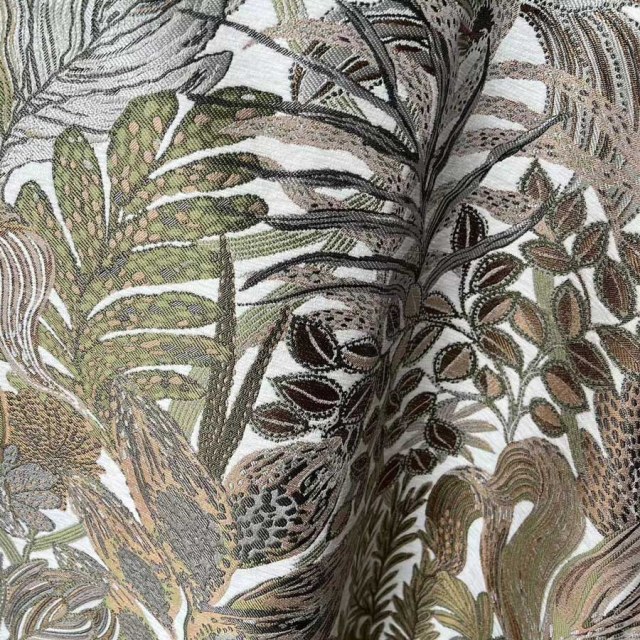 Foliage Exotique Flair Retro Tropical Leaf Olive Green & Brown Blackout Curtain 1