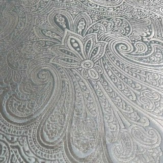 Opulent Floral Luxury Jacquard Duck Egg Blue & Grey Damask Rideau 4