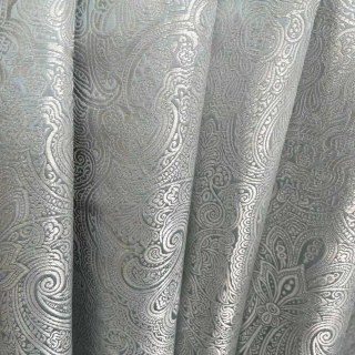 Opulent Floral Luxury Jacquard Duck Egg Blue & Grey Damask Rideau