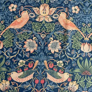 Voleur de fraises William Morris Rideau floral bleu marine Chenille 3