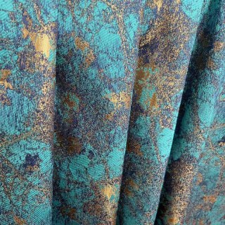 Trésors turquoise de luxe Jacquard Teal Bleu & Rideau d'or